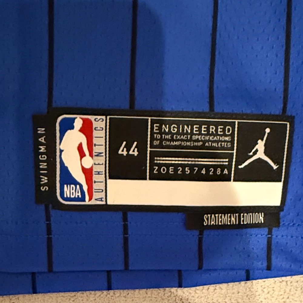 NBA Blue and Black Suggs #4 Pinstripe Jersey Jordan Brand Statement edition - Picture 5 of 7